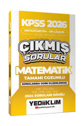 Yediiklim Yayınları KPSS 2026 Ortaöğretim-Önlisans Matematik Konularına Göre Çıkmış Sorular - Yediiklim Yayınları