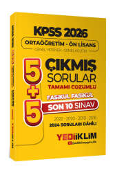 Yediiklim Yayınları KPSS 2026 Ortaöğretim-Önlisans GK-GY 5+5 Tamamı Çözümlü Son 10 Sınav Fasikül Fasikül Çıkmış Sorular - Yediiklim Yayınları