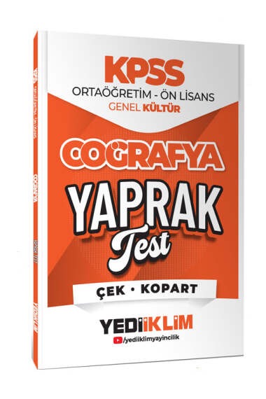 Yediiklim Yayınları 2026 KPSS Ortaöğretim-Önlisans Coğrafya Çek Kopart Yaprak Test - 1