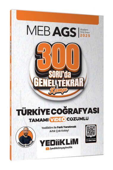 Yediiklim Yayınları 2025 MEB-AGS Türkiye Coğrafyası 300 Soruda Tamamı Video Çözümlü Genel Tekrar Kampı - 1