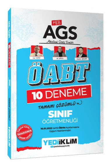 Yediiklim Yayınları 2025 MEB-AGS ÖABT Sınıf Öğretmenliği Tamamı Çözümlü 10 Deneme Sınavı - 1