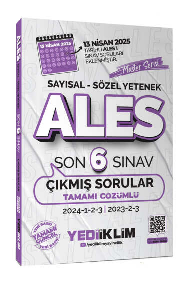 Yediiklim Yayınları 2026 ALES Master Serisi Sayısal - Sözel Yetenek Tamamı Çözümlü Son 6 Sınav Çıkmış Sorular (13 Nisan 2025 Ales-1 Ekli) - 1