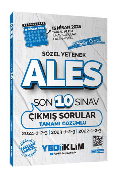 Yediiklim Yayınları 2026 ALES Master Serisi Sözel Yetenek Tamamı Çözümlü Son 10 Sınav Çıkmış Sorular (13 Nisan 2025 Ales-1 Ekli) - 1