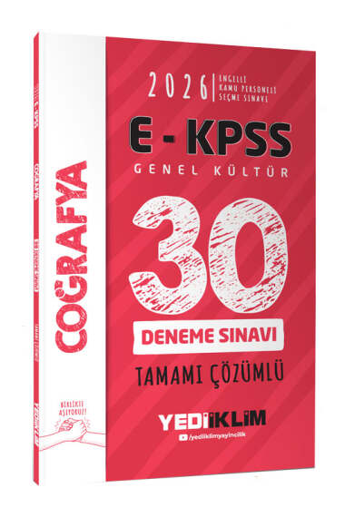 Yediiklim Yayınları 2026 EKPSS Tüm Adaylar İçin Genel Kültür Coğrafya Tamamı Çözümlü 30 Deneme Sınavı - 1
