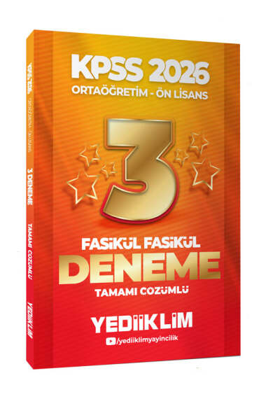 Yediiklim Yayınları 2026 KPSS Ortaöğretim-Önlisans Genel Yetenek Genel Kültür Tamamı Çözümlü 3 Yıldız Fasikül Deneme - 1