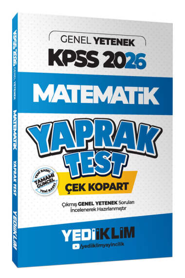 Yediiklim Yayınları 2026 KPSS Genel Yetenek Matematik Çek Kopart Yaprak Test - 1