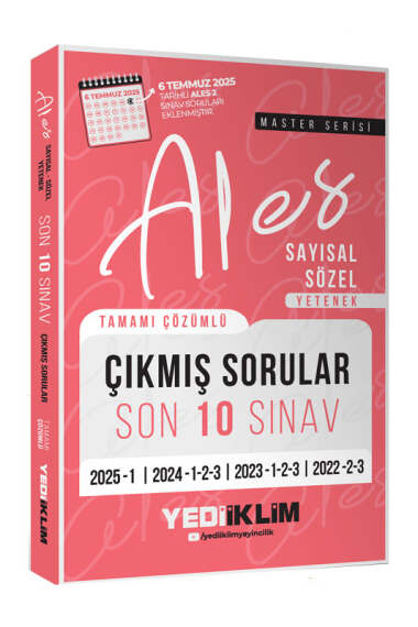 Yediiklim Yayınları ALES Master Serisi Sayısal Sözel Yetenek Tamamı Çözümlü Son 10 Sınav Çıkmış Sorular (6 Temmuz 2025 Ales-2 Ekli) - 1