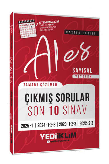 Yediiklim Yayınları  ALES Master Serisi Sayısal Yetenek Tamamı Çözümlü Son 10 Sınav Çıkmış Sorular (6 Temmuz 2025 Ales-2 Ekli) - 1