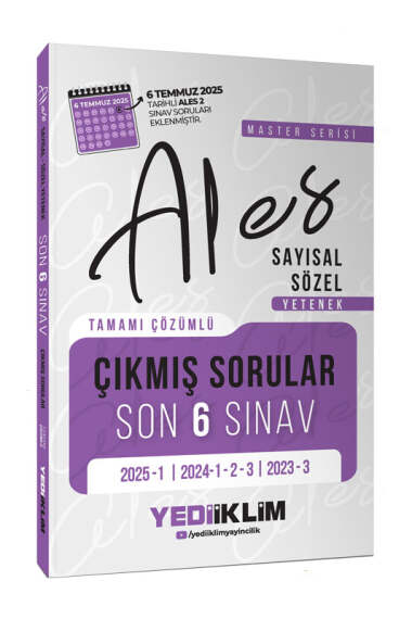 Yediiklim Yayınları ALES Master Serisi Sayısal Sözel Yetenek Tamamı Çözümlü Son 6 Sınav Çıkmış Sorular (6 Temmuz 2025 Ales-2 Ekli) - 1