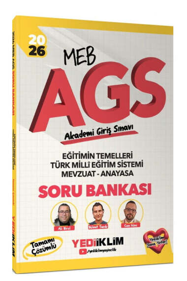Yediiklim Yayınları 2026 MEB AGS Eğitimin Temelleri Türk Milli Eğitim Sistemi Mevzuat Anayasa Tamamı Çözümlü Soru Bankası - 1
