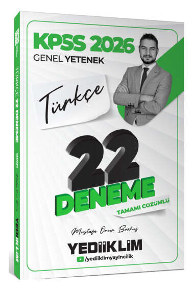 Yediiklim Yayınları 2026 KPSS Genel Yetenek Türkçe Tamamı Çözümlü 22 Deneme Sınavı - 1