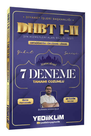 Yediiklim Yayınları Diyanet İşleri Başkanlığı DHBT I-II Ortaöğretim - Önlisans - Lisans Tamamı Çözümlü 7 Deneme    - 1