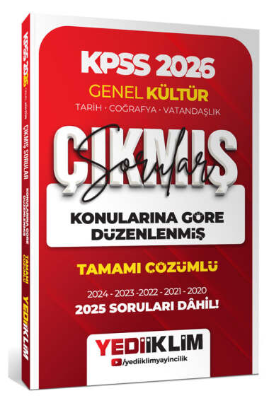 Yediiklim Yayınları 2026 KPSS Genel Kültür Konularına Göre Düzenlenmiş Tamamı Çözümlü Çıkmış Sorular - 1