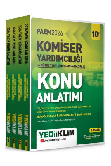 Yediiklim Yayınları 2026 PAEM Komiser Yardımcılığı ve Rütbe Terfi Sınavlarına Hazırlık Konu Anlatımı Seti 4 Modül - 1