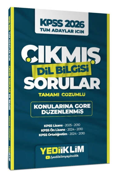 Yediiklim Yayınları 2026 KPSS Tüm Adaylar İçin Dil Bilgisi Konularına Göre Düzenlenmiş Tamamı Çözümlü Çıkmış Sorular - 1