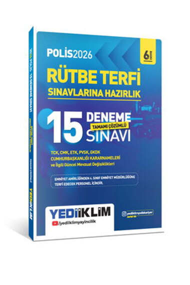 Yediiklim Yayınları 2026 Polis Rütbe Terfi Sınavlarına Hazırlık Tamamı Çözümlü 15 Deneme Sınavı - 1