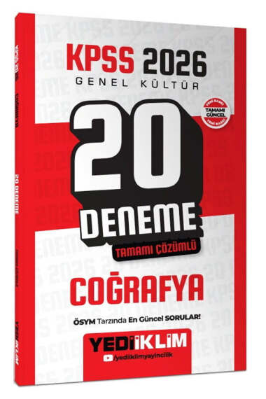 Yediiklim Yayınları 2026 KPSS Genel Kültür Coğrafya Tamamı Çözümlü 20 Deneme - 1