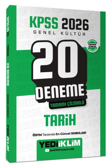 Yediiklim Yayınları 2026 KPSS Genel Kültür Tarih Tamamı Çözümlü 20 Deneme - 1