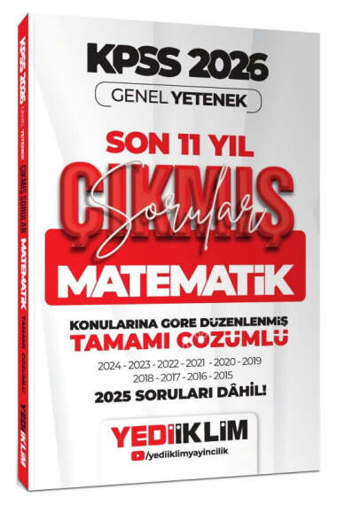 Yediiklim Yayınları 2026 KPSS Genel Yetenek Matematik Konularına Göre Tamamı Çözümlü Son 11 Yıl Çıkmış Sorular - 1