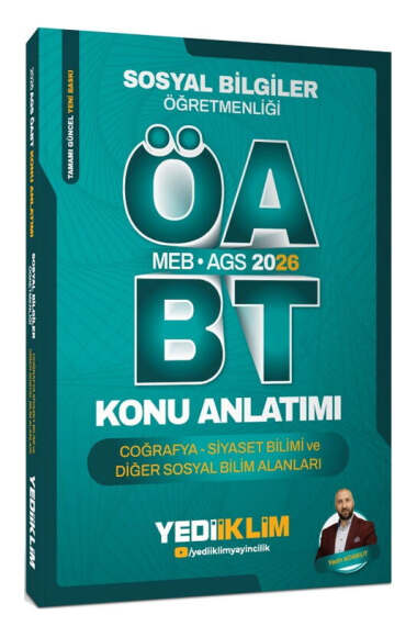 Yediiklim Yayınları 2026 MEB AGS ÖABT Sosyal Bilgiler Öğretmenliği Coğrafya Siyaset Bilimi ve Diğer Sosyal Bilim Alanları Konu Anlatımı - 1