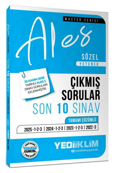 Yediiklim Yayınları 20206 ALES Sözel Yetenek Tamamı Çözümlü Son 10 Sınav Çıkmış Sorular - 1