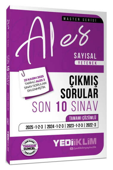 Yediiklim Yayınları 2026 ALES Sayısal Yetenek Tamamı Çözümlü Son 10 Sınav Çıkmış Sorular - 1