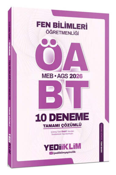 Yediiklim Yayınları 2026 MEB AGS Fen Bilimleri Öğretmenliği Tamamı Çözümlü 10 Deneme - 1