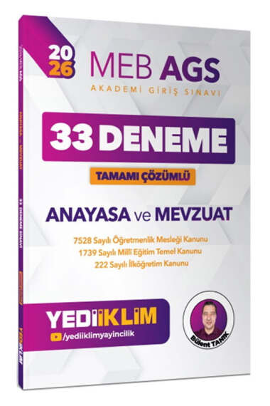 Yediiklim Yayınları 2026 MEB AGS Anayasa ve Mevzuat Tamamı Çözümlü 33 Deneme - 1