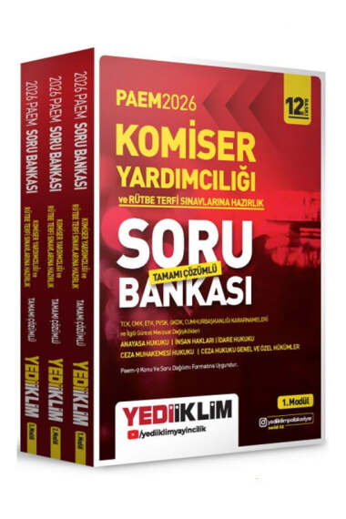 Yediiklim Yayınları 2026 PAEM Komiser Yardımcılığı ve Rütbe Terfi Sınavlarına Hazırlık Modüler Set Tamamı Çözümlü Soru Bankası 3 Modül - 1
