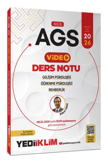 Yediiklim Yayınları 2026 MEB-AGS Eğitim Bilimleri Gelişim Psikolojisi Öğrenme Psikolojisi ve Rehberlik Video Ders Notları - 1