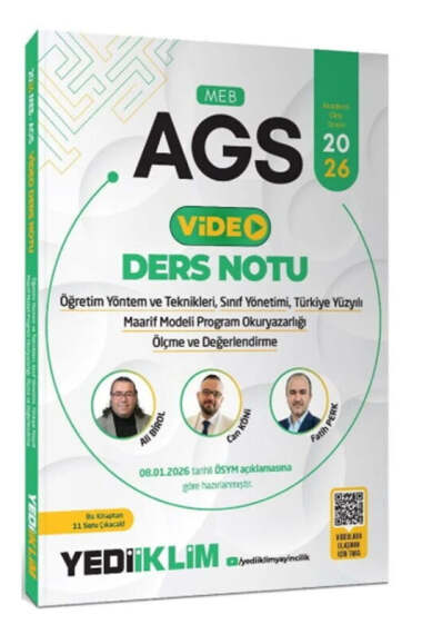 Yediiklim Yayınları 2026 MEB AGS Eğitim Bilimleri ÖYT Sınıf Maarif Modeli Program Okuryazarlığı Ölçme Video Ders Notu - 1