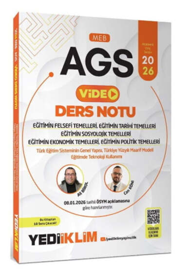Yediiklim Yayınları 2026 MEB AGS Eğitim Bilimleri Eğitimin Felsefi Tarihi Sosyolojik Ekonomik Politik Temelleri Video Ders Notu - 1